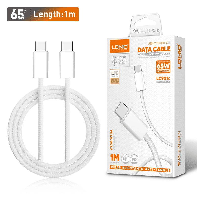 Кабел LDNIO LC901C USB Type-C към USB Type-C кабел 65W