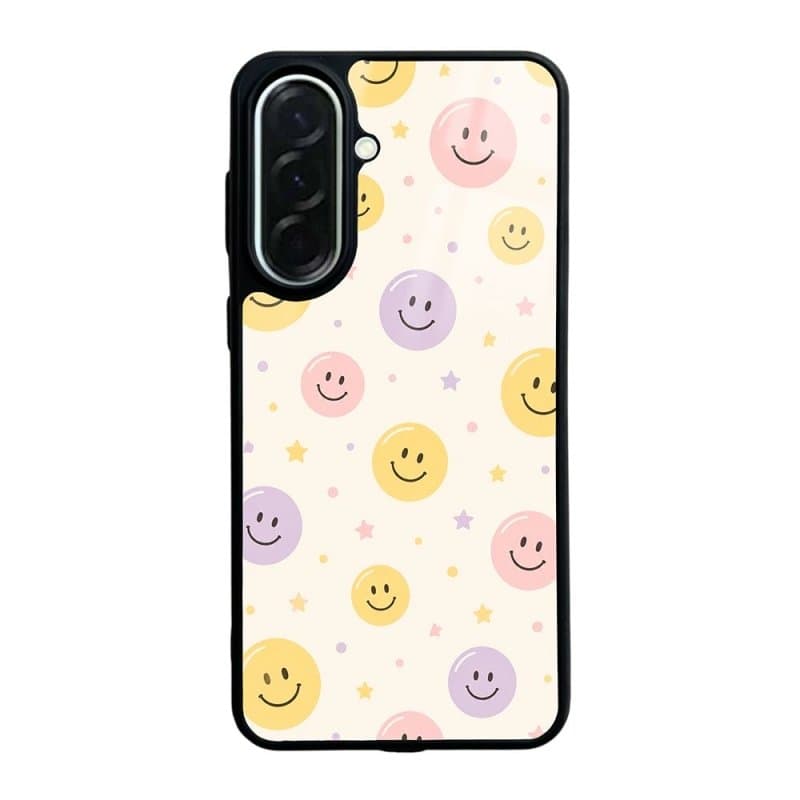 Силиконов калъф / гръб / Lusi case за Samsung A57 - Пастелен шарен принт с усмихнати лица