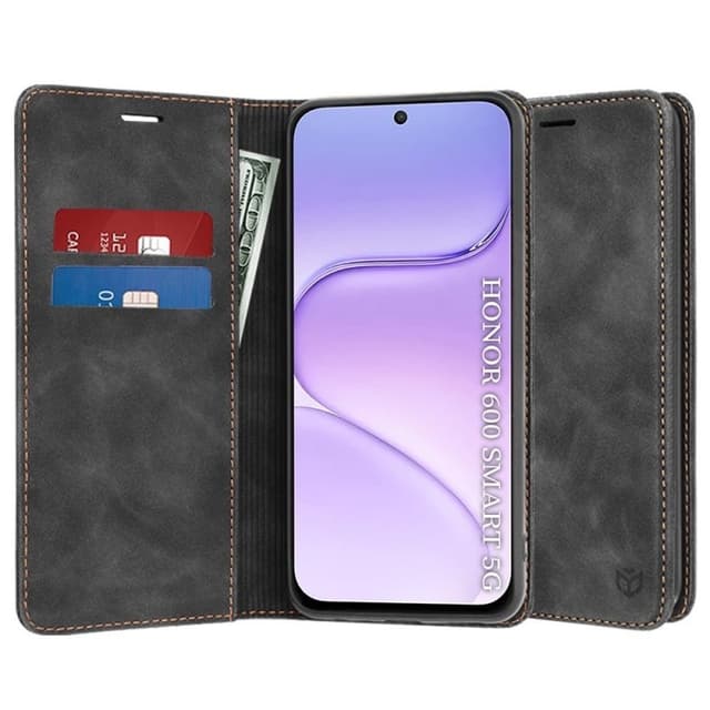 Кожен калъф Flip тефтер Magnet Smart Book за Honor 600 Smart - Черен
