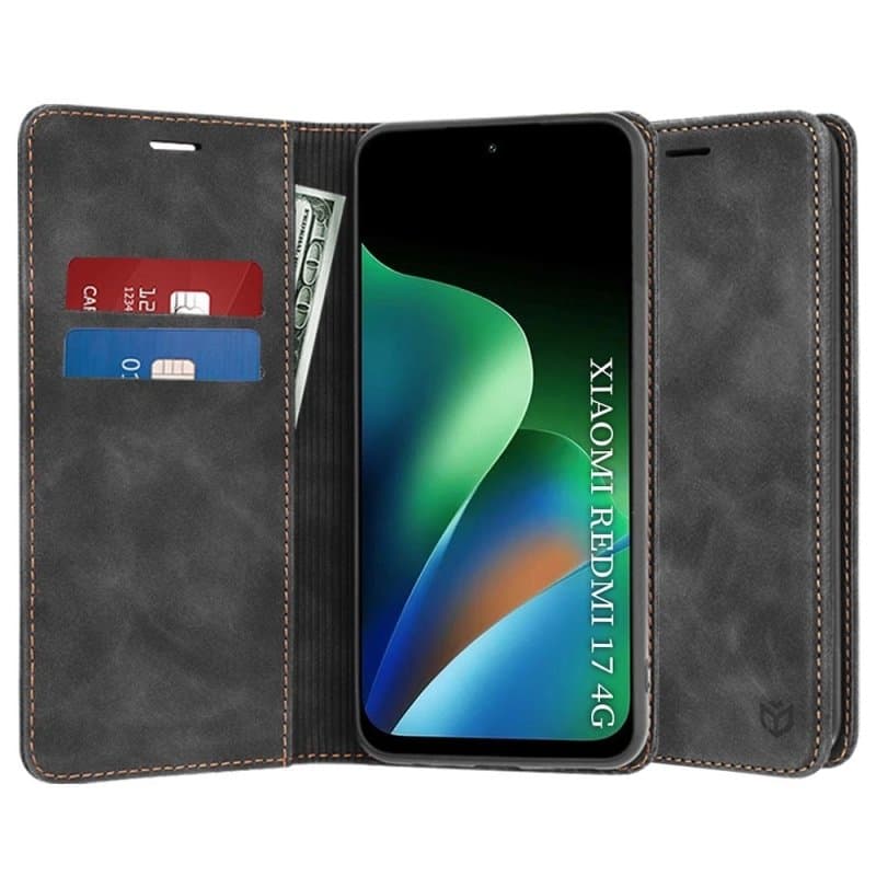 Кожен калъф Flip тефтер Magnet Smart Book за Xiaomi Redmi 17 - Черен