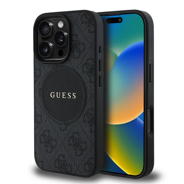 Оригинален кейс GUESS HC MAGSAFE PU 4G CIRCLE W/ CLASSIC LOGO iPhone 16 Pro - черен
