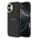 Оригинален кейс GUESS HC MAGSAFE PU W/ PEONY HOT STAMP iPhone 17 - Черен — снимка 1