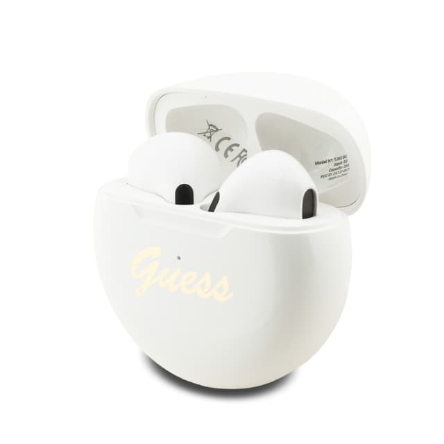 Безжични Bluetooth слушалки TWS GUESS TWS SMALL ROUND SCRIPT PRINT - Бели