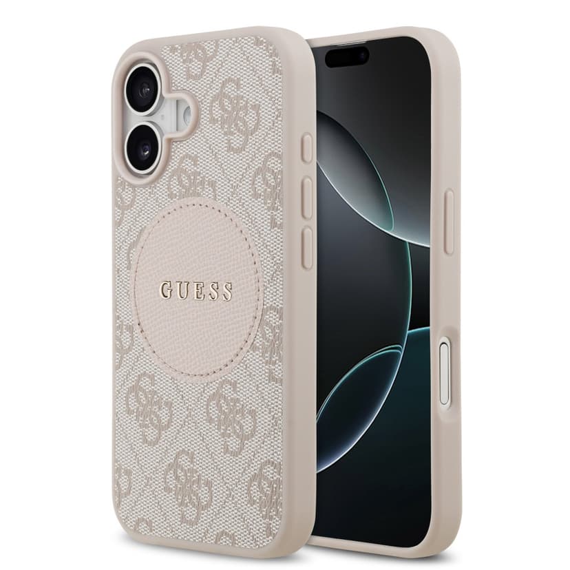 Оригинален кейс GUESS HC MAGSAFE PU 4G CIRCLE W/ CLASSIC LOGO iPhone 17 - Розов
