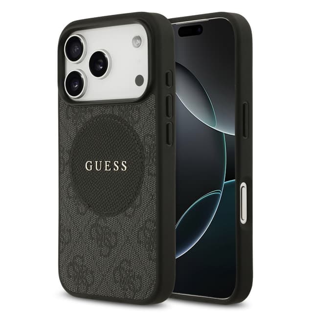 Оригинален кейс GUESS HC MAGSAFE PU 4G CIRCLE W/ CLASSIC LOGO iPhone 17 Pro - Черен