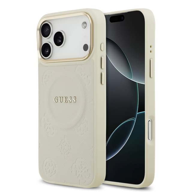 Оригинален кейс GUESS HC MAGSAFE PU W/ PEONY HOT STAMP iPhone 17 Pro Max - Бежов