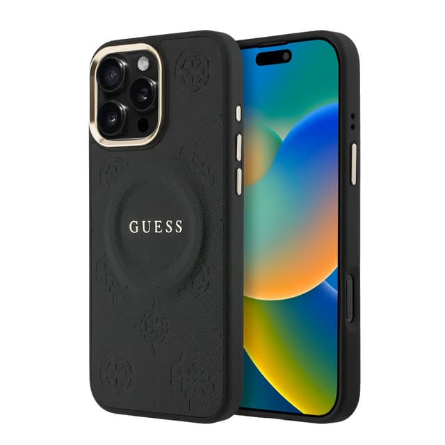 Оригинален кейс GUESS HC MAGSAFE PU W/ PEONY HOT STAMP iPhone 16 Pro Max - Черен