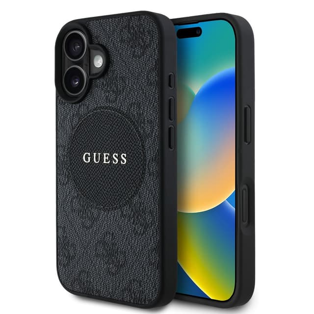 Оригинален кейс GUESS HC MAGSAFE PU 4G CIRCLE W/ CLASSIC LOGO iPhone 16 - Черен