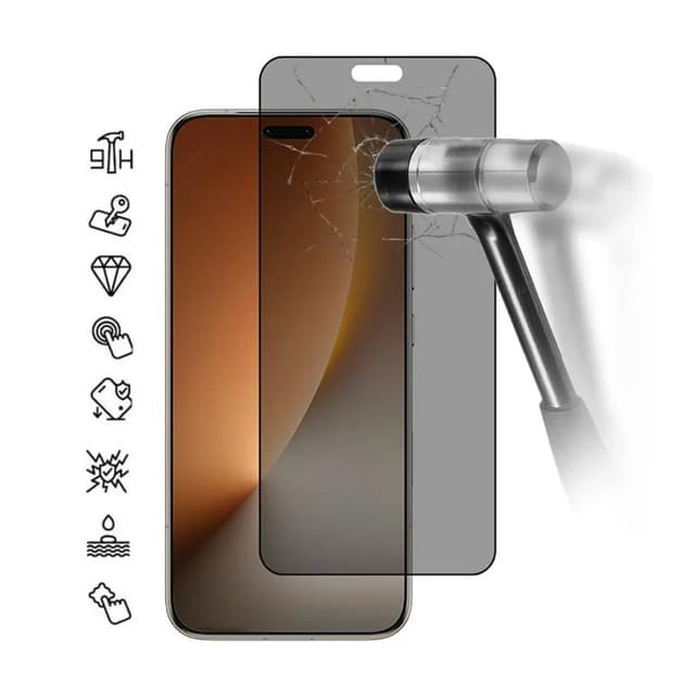 Privacy 5D full cover Tempered glass Full Glue screen protector iPhone 18 Pro / Стъклен скрийн протектор Privacy с лепило от вътрешната страна за iPhone 18 Pro - черен / прозрачен
