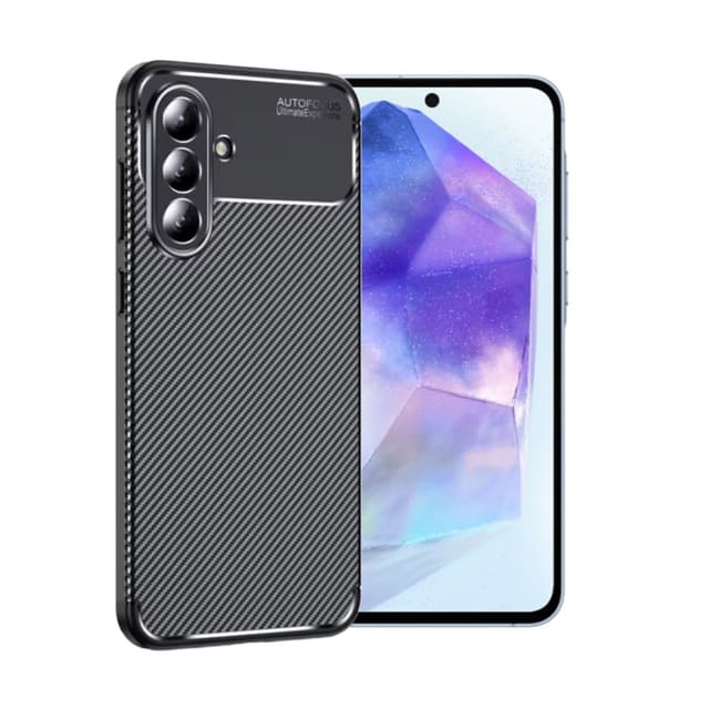 Луксозен силиконов калъф / кейс / Carbon Case за Samsung A18 - Черен