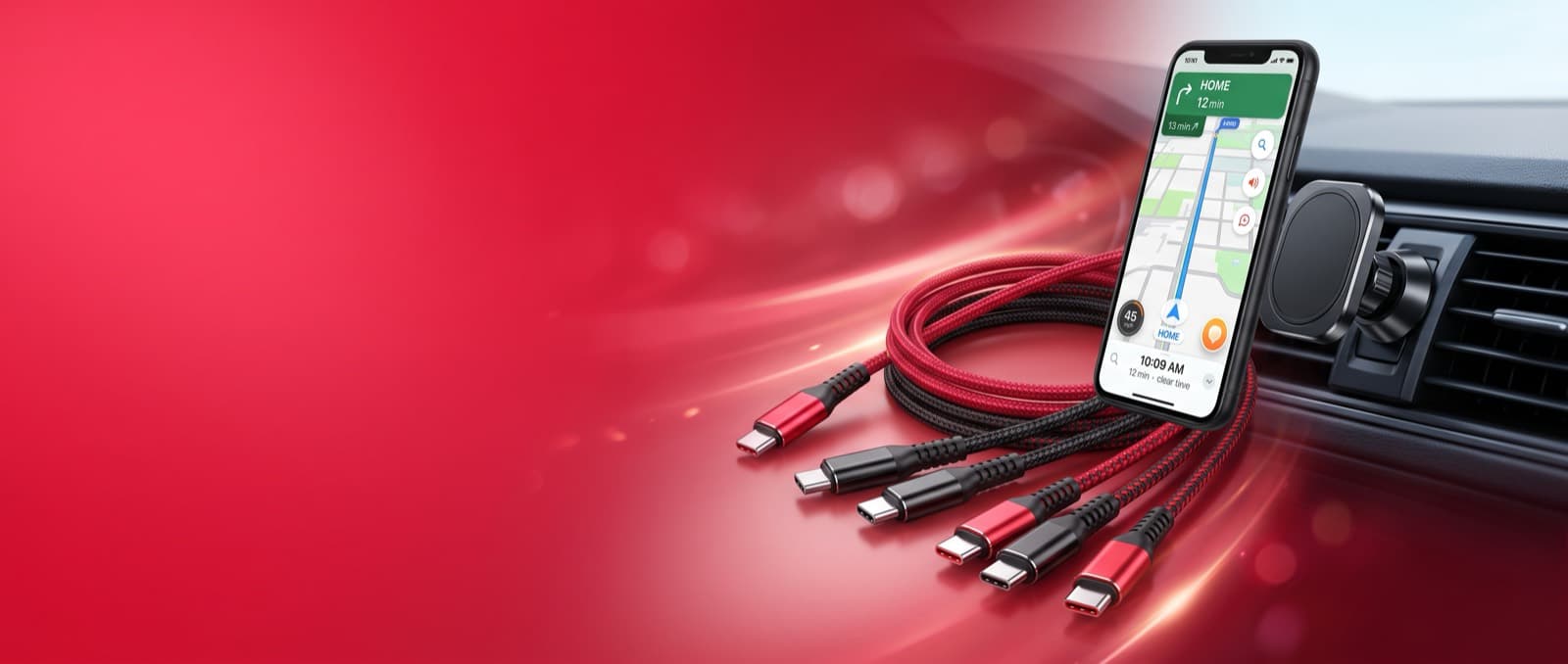 Плетени USB-C кабели и магнитна стойка за кола